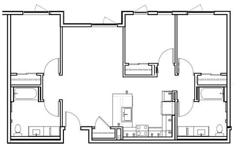 Floor plan for 3 beds, 2 baths, 1126 sqft